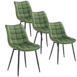 WOLTU Dining Chairs Set of 4 Kitchen Counter Chairs Lounge Leisure Living Room Corner Chairs Dark Green Velvet Reception Chairs with Backrest and Padded Seat