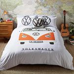 VW Official Bedding - Orange Campervan Duvet Cover Set (King Size Duvet Cover Set 228cm x 218cm)