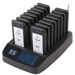 LOUKIENE Restaurant Pager System, 16 Wireless Beepers, Touch Screen Keyboard Calling Customers Waiting Pagers with Vibration Flash and Buzzer for Queue in Food Trucks Churches Hospitals Hotels Eatery