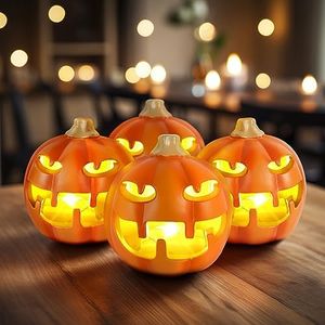 Halloween Pumpkin Lantern LED Pumpkin Lantern Indoor and Outdoor Decoration Party Children Gifts 4 Pack