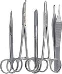 A2Z Premium Quality 5 Pieces Scissors Forceps Hemostats Needle Holders Suture Set Complete Instrument Kit for Educational Training of Medical Procedures Made of Stainless Steel