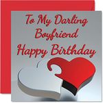 Cute Birthday Cards for Boyfriend - My Darling Boyfriend - Romantic Happy Birthday Card for Boyfriend from Girlfriend Partner, Special Boyfriend Birthday Gifts, 145mm x 145mm Greeting Cards