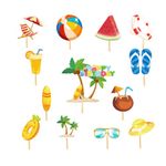 13Pcs Summer Beach Happy Birthday Cake Toppers,Hawaii Cake Toppers for Boys,Girls Summer Juicy Birthday Cake Decoration Cupcake Toppers for Girls,Kids,Baby Shower Birthday Swimming Pool Party Supplies