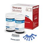 sinocare (Safe Accu2) Glucose Test Strips/Blood Sugar Test Strips 50 pcs No Code/for sinocare Safe ACCU2 Blood Glucose Monitor Only