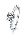 Oivley 1CT Moissanite Engagement Rings for Women, Solitaire Lab Created Diamond Rings with 18K White Gold Plated D Dolor Sterling Silver Fake Engagement Ring Promise Rings for Her-65