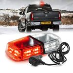 FOXCID 12" 36 LED 18 Watts Emergency Hazard Warning Security Roof Top Flash Strobe Mini Light Bar with Magnetic Mount, for Plow or Tow Truck Construction Vehicle White Red