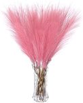 VIERENA 12 PCS Faux Pampas Grass Decor 18" Fake Pompous Grass Small Artificial Pompas Floral for Vase Home Boho Decor (Dark Pink)