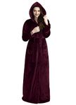 Long Hooded Robe for Women Luxurious Flannel Fleece Full Length Bathrobe Winter Warm Pajamas Shower Nightgown