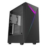 GAMDIAS Argus E4 Mid Tower PC Cabinet with RGB Light Strips at Front and Panoramic Tempered Glass Panel (16333-11400-00000-G)