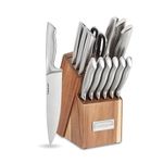 Cuisinart 15-Piece Kitchen Knife Block Set, German Stainless Steel Hollow Handle, Acacia Wood Block (C77SS-15PGAC)