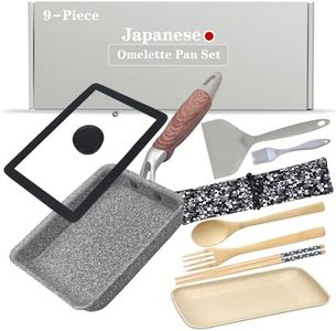 DXBVIEX 9 PCS Tamagoyaki Pan Set, Japanese Omelette Pan Nonstick with Lid, Square Japanese Egg Pan, Rectangle Tamago Pan 7" x 5" Grey