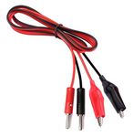 e4u Quality Standard 4mm Banana Plug To 45mm Alligator/Crocodile Clip Red Black Test Probes Pair - 0.5 MTR