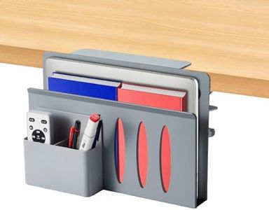 Desk Side Storage, MEEKAKEE Laptop Holder, UPGRATED Desk Clamp-on Organizer, Laptop Stand, Under Desk Laptop Tray, Under Desk Tray, Office Desk Storage, No Drilling Metal Desk Drawer (Grey)