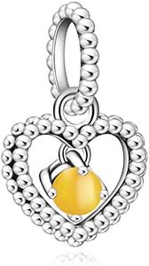 MITSOKU November & December Collection Birthday Charms in 925 Sterling Silver with Cubic Zirconia for Bracelets, Metal, Cubic Zirconia