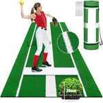 LotFun Softball Pitching Mat 10 x 3 ft, Softball Pitching Mound with Antislip Foam Backing, Portable Training Mat with Antifade Turf and Anti-Slip Spikes for Indoor & Outdoor