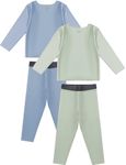 RRP Toddler Pajamas Set - Rayon of Lyocell - Unisex Infant Soft Comfy Sleepwear - 4pcs Set - 12M-5T (US, Age, 18 Months, Pastel Mint/Azure)