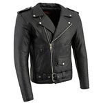 Milwaukee Leather LKM1781 Men's The Legend Classic Police Style Black Leather Motorcycle Jacket w/Quilted Liner - X-Large