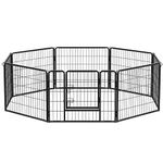 Feandrea 8-Panel Pet Playpen, Iron Dog Cage, Heavy Duty Pet Fence, Puppy Whelping Pen, Foldable and Portable, 77 x 60 cm, Black PPK86H