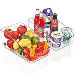 Sorbus Fridge Organizer on Wheels - Roll Out Fridge Organizers and Storage Clear Design with Dividers & Handles for Kitchen Organization and Storage - Refrigerator Organizer Bins & Pantry Storage Bins