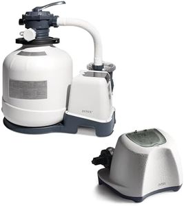 Intex 3000 GPH Sand Filter Pump with Built-In Timer and Krystal Clear Saltwater System Maintenance Set for Above Ground Outdoor Swimming Pools