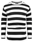 iClosam Mens Black and White Striped Shirt Long Sleeve Basic Striped Tshirt Cotton T-Shirt