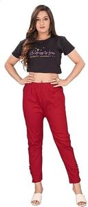 Hanshika Fashion Women Regular Fit Solid Casual & Comfortable Cotton Lycra Pants (4XL, Maroon)