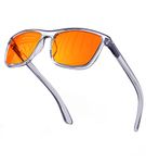 Bloomoak-99% Blue Light Blocking Glasses-Gaming Glasses-Anti Glare - Anti Fatigue-TR90 Material-Suitable for Screens, Games, TVs, Mobile Phones (Amber - 99% - Grey Transparent Frame)