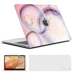 IBENZER Compatible with New MacBook Air 13 inch case 2022 2021 2020 M1 A2337 A2179 A1932, Hard Shell Case&Keyboard Cover&Screen Film for Mac Air 13 with Touch ID (2018-2022), Pink Bubble, CA-AT13-PKBB+2