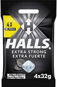 Halls Extra Fuerte Caramelos Duros Sabor Eucalipto sin Azúcar, 4 x 32g
