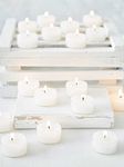 5 x 4 Hour Burn Tea Light White Candle in Tall Clear Holder (Natural Soy Wax) - Marshmallow Fragrance