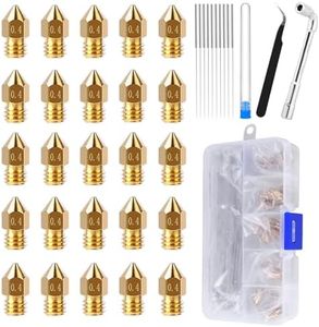 25PCS MK8 Ender 3 V2 Nozzles 0.4MM, 3D Printer Brass Hotend Nozzles with DIY Tools Storage Box