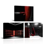 Nachic Wall 3 Pieces Boxing Wall Art Decor Prints Black and White Red Boxing Glove Picture Painting Modern Fitness Sports Poster for Gym Fitness Room Wall Decor (Small)