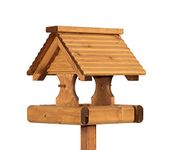 Riverside Woodcraft Rustic Timber Roof Bird Table with anti bacterial coating