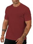 SMOWKLY Solid Colored Round Neck T- Shirt for Men || Mens T Shirt || Trendy T Shirt (1280_MRN_L) Maroon