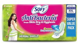 Sofy AntiBacteria XXL - 323mm | 50 Count pads | For Women Sanitary Pads | Keep Skin Dry | 6 Layer Deep Absorption | Herbal Shield | Hygiene & Herbs | X-Large