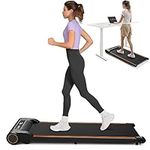 UREVO Shock Absorbent Quiet Treadmill, 1-6km/h Compact Design Walking Pad with Remote Control & LED Display, Lightweight Under Desk Treadmill for Home Office