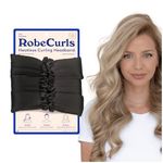 RobeCurls Satin Heatless Hair Curler — The Original Curling Headband — Hair Accessory for Overnight Curls — Bigoudi Sans Chaleur en Satin — Includes 2 Scrunchies (Black)