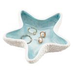 NBEADS Starfish Shape Ceramic Jewelry Tray, Aqua Shell Trinket Dish Ceramic Ring Earring Holder Ocean-themed Decorative Trinket Plate for Rings Earrings Necklaces Bracelet Jewelry Watch Keys