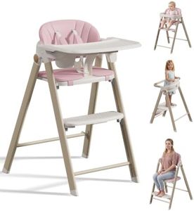 Folding Baby High Chair & Toddler Standing Tower for Girls 6 Months+, Pink