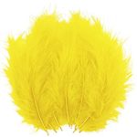 100pcs Yellow Feathers Fluffy Turkey Marabou Feathers 4-6 Inches for Crafts Dream Catcher Fringe Trim Colored Feathers Fly Tying Material