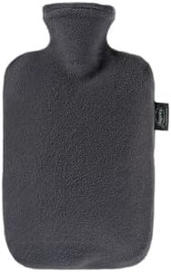 Fashy Hot Water Bottle with Fleece Cover, fabric, Charcoal, 1 Piece