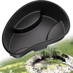 POPOSOAP Preformed Pond Liner, 33 Gallon Rigid Plastic Pond Heavy Duty U-V Resistant Basin with Integrated Plant Shelves for Backyard, Garden and Patio Landscaping P797
