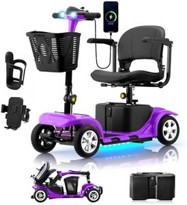Mobility Scooter for Adults, Senior, 4 Wheels Electric Powered Chargeable Device for Travel, Lightweight Mobility Scooter with LED Headlights and Basket, Charger Included