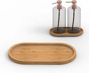 KPPTYTY Bamboo soap Dispenser Tray, Bathroom Countertop Tray Kitchen Tray Bamboo Tray Sink Tray Dresser Jewelry Ring Dish, Dish Soap Dispenser, Candle Perfume Soap Shampoo Home Decor