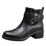 IVACHY Fashion Chic Boots Ankle Strap Women Booties Ladies Mock Croc Block Heel Shoes Size 3-7.5 UK