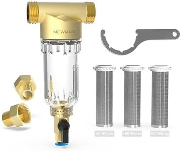 MewMore WHC40 Sediment Filter, 40 & 100 & 200 Micron Reusable Spin Down Sediment Water Filter, Whole House Water Filter for Well Water, Home Pre-filtration System, 1" MNPT + 3/4" FNPT + 3/4"MNPT