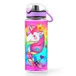 Cute Water Bottle for School Kids Girls, BPA Free Tritan & Leak Proof Flip Top Lid & Easy Clean & Carry Handle, 23oz/ 680ml (Unicorn, 23oz) …