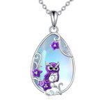 YAFEINI Owl Necklace for Women 925 Sterling Silver Owl Moonstone Pendant Necklace Cute Owl Jewellery Gifts for Wife Daughter Mother (Owl Necklace)