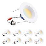 TORCHSTAR 8-Pack 5CCT 6 Inch LED Recessed Lighting Retrofit Downlight, Aluminum Anti-Glare Deep Baffle Trim, 1200LM 15W=120W, CRI90 Dimmable Remodel Can Lights, JA8 ETL, 2700K3000K3500K4000K5000K