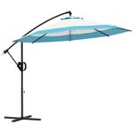 Outsunny 10FT Cantilever Patio Umbrella, Round Hanging Offset Umbrella with Crank, Tilt, Cross Base, 8 Ribs and Air Vent, Outdoor Market Umbrella for Garden, Backyard, Blue